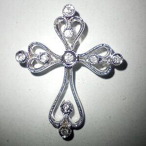 Fancy Design 10Kt White Gold Quarter-Carat Diamond Cross Slide
